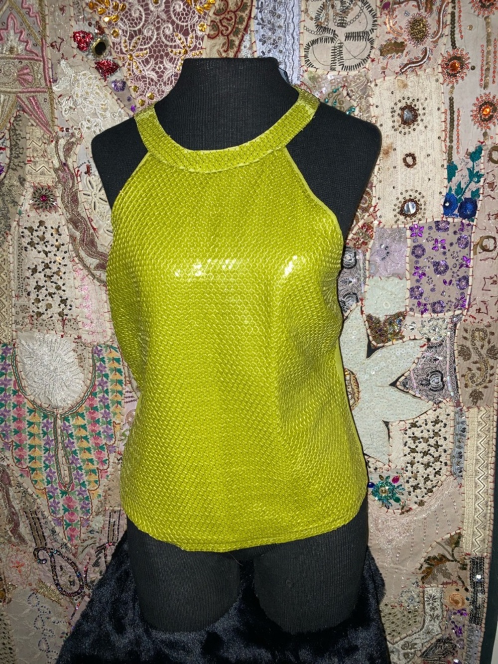 Carole Little Lime Green Halter Knit Tank